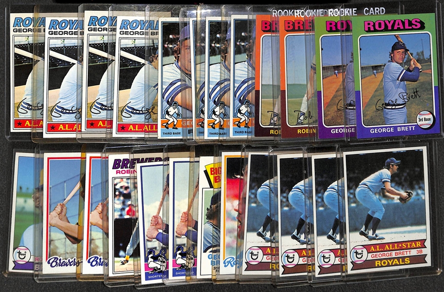Lot of (24) 1970's George Brett and Robin Yount Inc. 2 Rookies of Each Player!