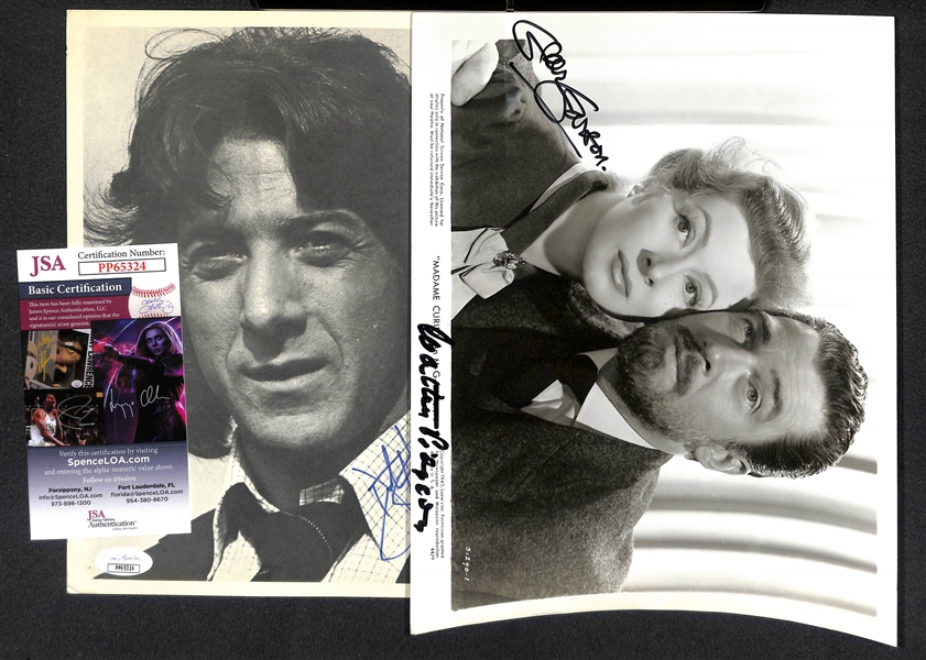  Dustin Hoffman Signed 8'x10 Photo & Greer Garson/Walter Pidgeon Dual Signed 8x10 Madame Curie Movie Photo - JSA Auction Letter