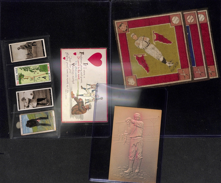 Vintage Assorted Baseball & Golf Cards, Matchbook Covers, Blankets, Etc w. 1969 Maury Wills Topps Super
