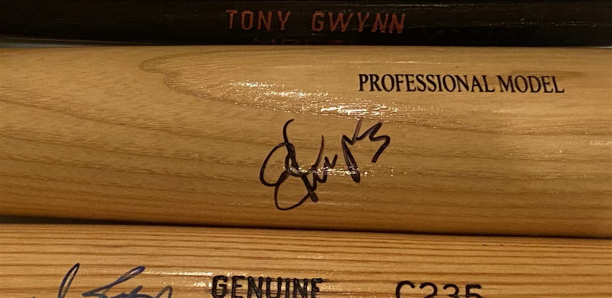 Lot of (3) Signed Baseball Bats - Tony Gwynn, Wade Boggs, Evan Longoria - JSA Auction Letter