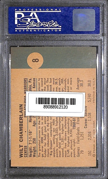 1961 Fleer Wilt Chamberlain Rookie Card Graded PSA 6 (OC)