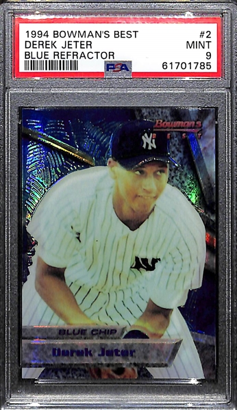 1994 Bowman's Best Derek Jeter #2 Blue Refractor Graded PSA 9 Mint