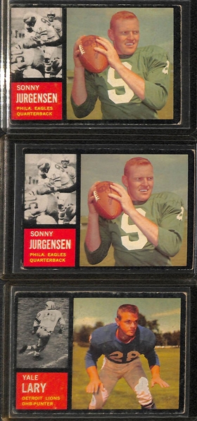 (87) 1960-1963 Topps Football Cards w. 1963 Don Meredith