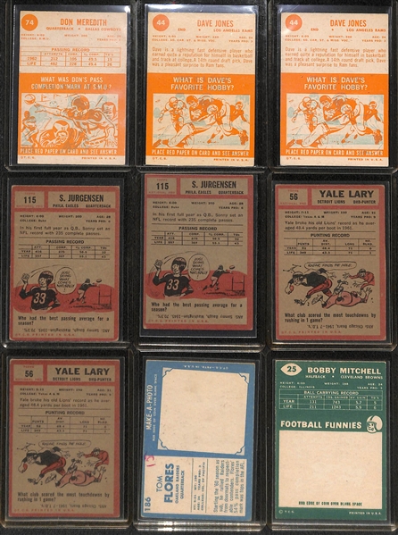 (87) 1960-1963 Topps Football Cards w. 1963 Don Meredith
