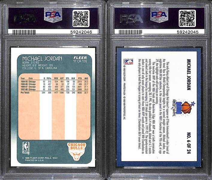 Michael Jordan Lot - 1988 Fleer #17 (PSA 7) and 1992 Fleer All-Stars # 6 (PSA 8) 