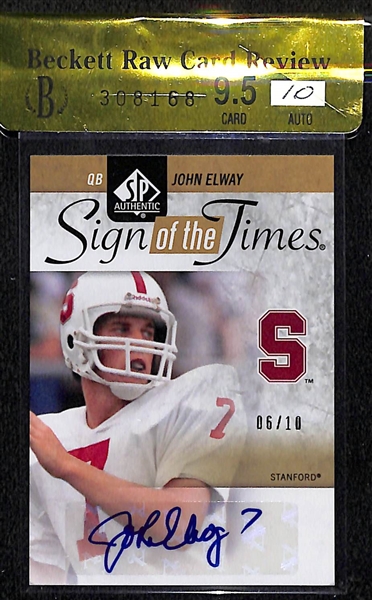 2011 SP Authentic Sign of the Times Gold John Elway Autograph Card #ed 6/10 BGS Raw Grade 9.5 (Auto Grade 10)