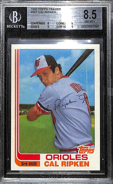 1982 Topps Traded Cal Ripken Jr. #98T Rookie Card Graded BGS 8.5 (Three 9.0 Subgrades)