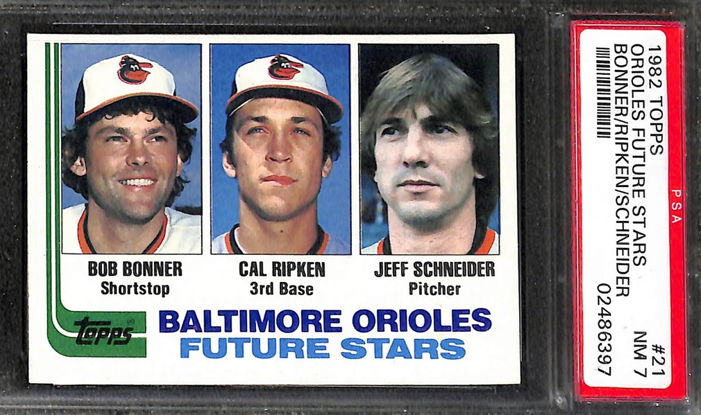 Lot of (3) Cal Ripken Cards - 2001 eTopps Autograph Card (Only 99 Made), and (2) 1981 Topps Rookies (PSA 7 and Non-Graded)