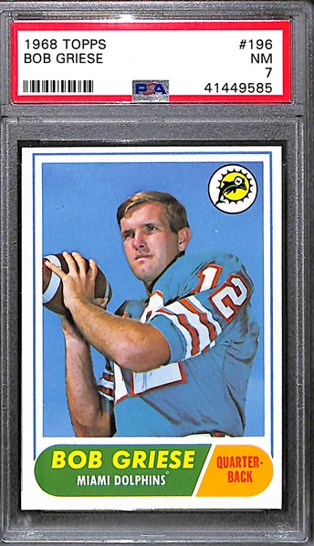 1968 Topps Bob Griese Rookie Card Graded PSA 7