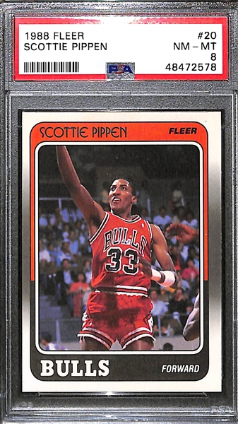 1988 Fleer Scottie Pippen Rookie Card Graded PSA 8