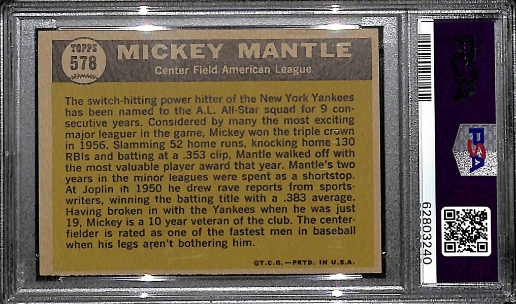 1961 Topps Mickey Mantle All-Star #578 Graded PSA 6