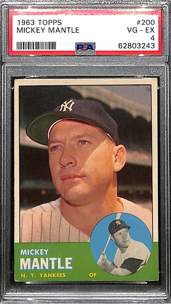 1963 Topps Mickey Mantle #200 Graded PSA 4