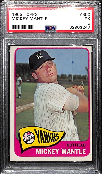 1965 Topps Mickey Mantle #350 Graded PSA 5
