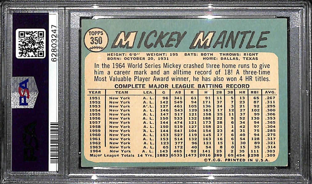 1965 Topps Mickey Mantle #350 Graded PSA 5