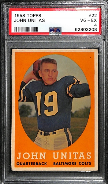 1958 Topps Johnny Unitas #22 (PSA 4) & 1965 Topps Charley Taylor Rookie #195 (PSA 6)
