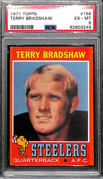 1971 Topps Football Terry Bradshaw Rookie Card #156 Graded PSA 6
