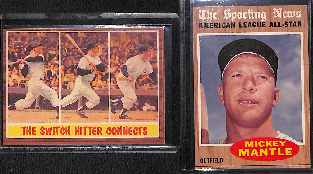 Lot of (7) 1958-1962 Mickey Mantle Cards 