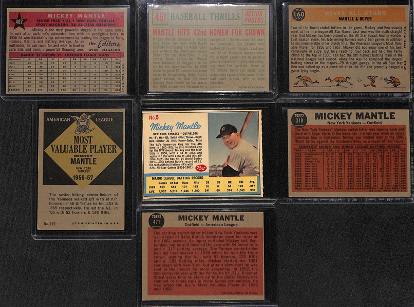 Lot of (7) 1958-1962 Mickey Mantle Cards 