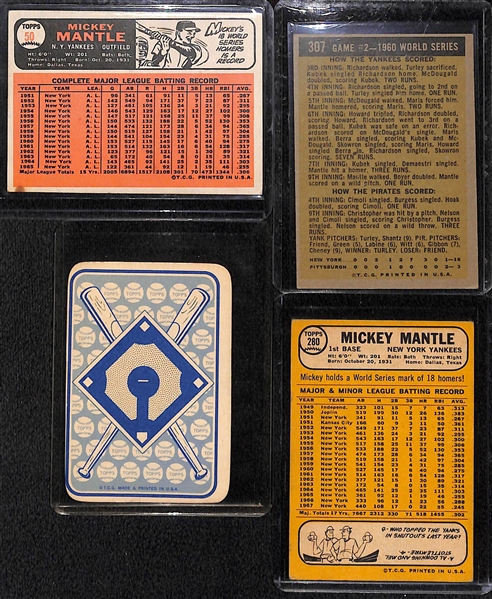 Lot of (4) Topps Mickey Mantle Cards Inc. Years 1961, 1966, 1968