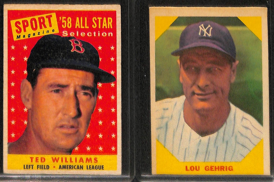 Lot of (7) 1950s & 1960s Baseball Stars Including Babe Ruth, Ted Williams, and Lou Gehrig