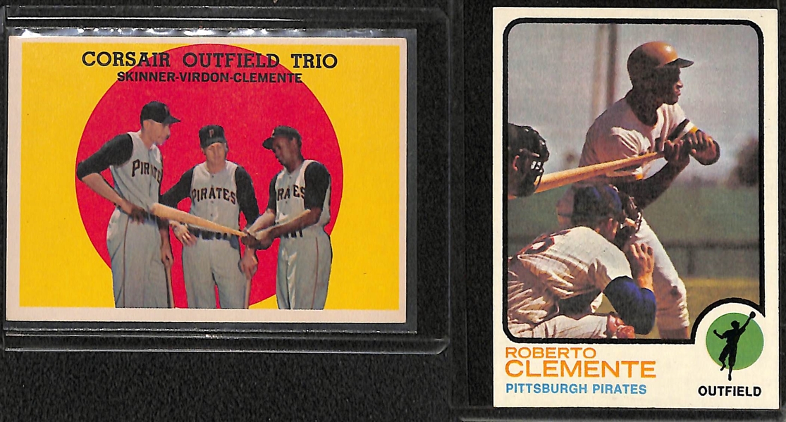 Lot of (13) Roberto Clemente 1950s, 60s and 70s Cards
