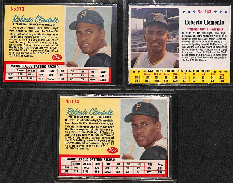 Lot of (13) Roberto Clemente 1950s, 60s and 70s Cards