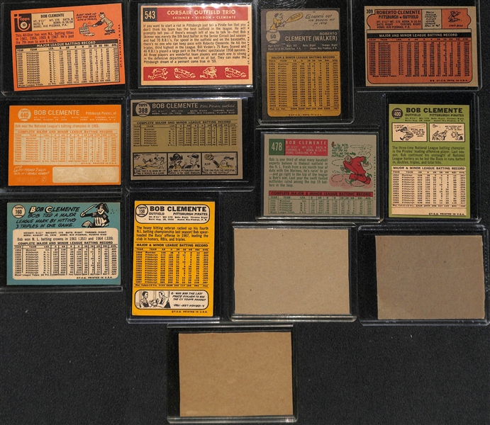 Lot of (13) Roberto Clemente 1950s, 60s and 70s Cards