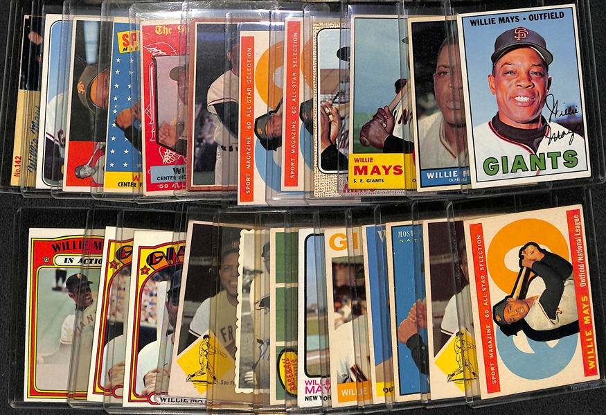 Huge lot of (24) Willie Mays 1950s, 60s, 70s Cards