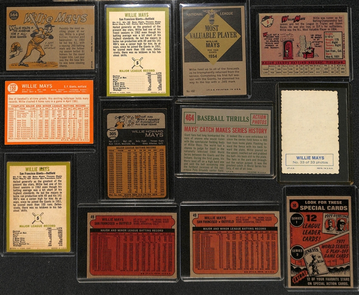 Huge lot of (24) Willie Mays 1950s, 60s, 70s Cards