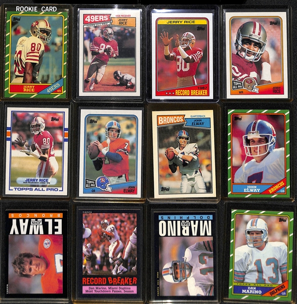 Huge 1980s Football HOF Lot w. Montana, Elway, Marino includes Jerry Rice Rookie Card