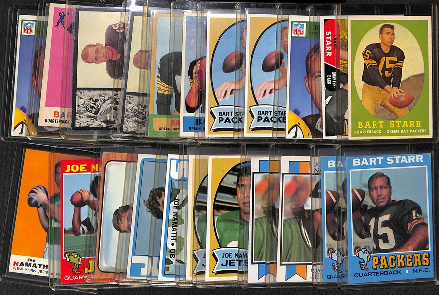 Lot of 1950s, 60s and 70s Football HOFers Bart Starr and Joe Namath