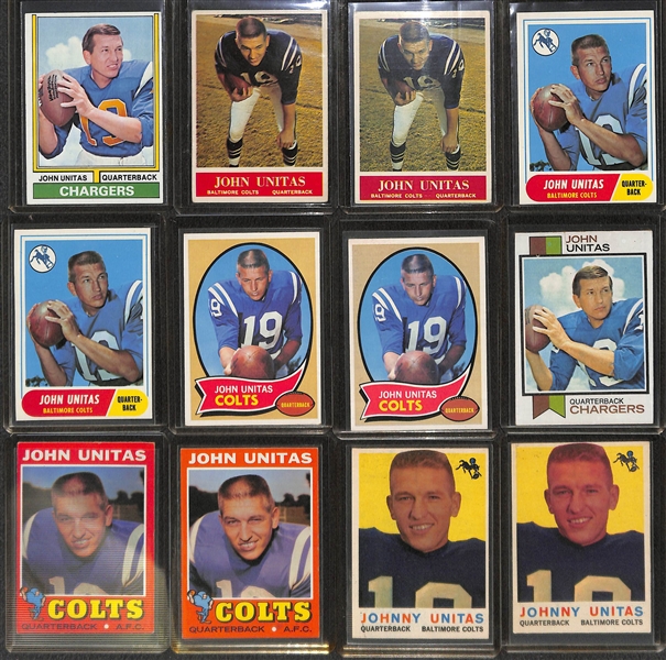 Lot of (21) 1960s and 70s John Unitas Football Cards