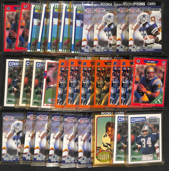 Lot of 30+ Cowboys Lot Inc. Emmitt Smith, Aikman, Irvin, Walker and White Rookie Cards