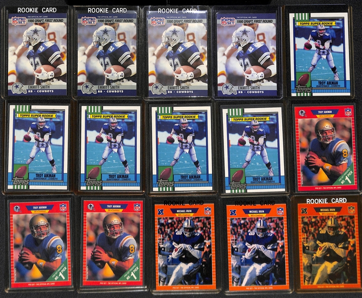 Lot of 30+ Cowboys Lot Inc. Emmitt Smith, Aikman, Irvin, Walker and White Rookie Cards
