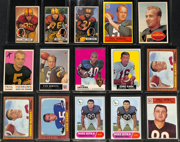 Lot of 20+ 1950s, 60s and 70s inc. Hornung, Kemp, Gifford, Tittle, Blanda, Ditka, Sayers and More!