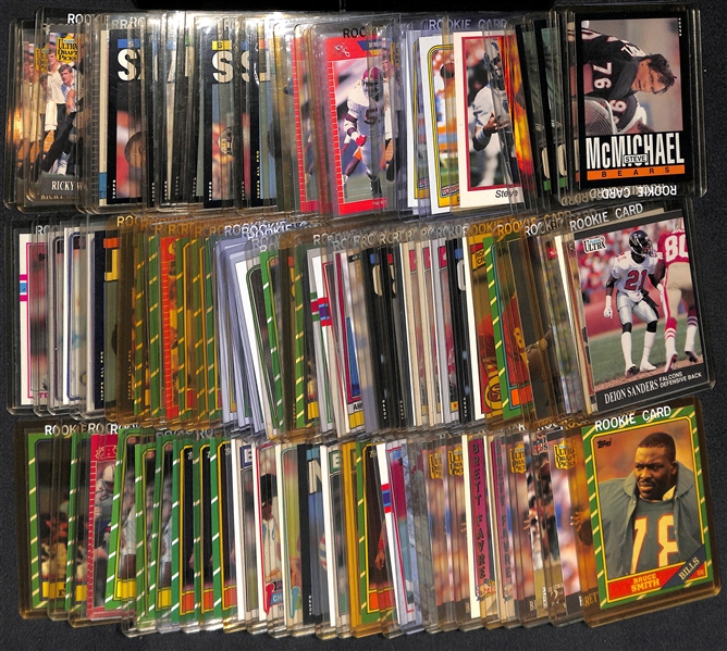 Huge Lot of (80+) 1980s and 90s Football Rookies inc. Favre, Smith, White, Young, Thomas and Much More