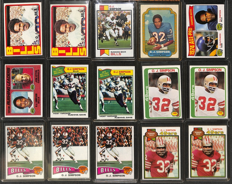 Lot of (25) 1970s OJ Simpson Football Cards