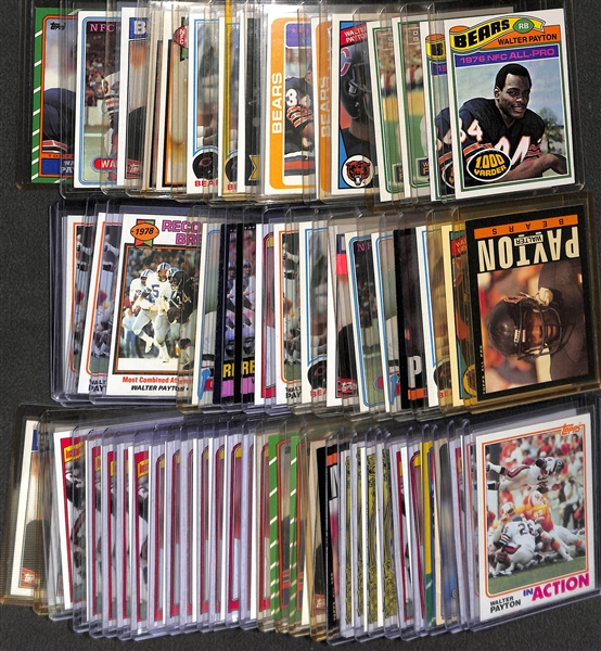 Lot of 60+ Walter Payton 1970s and 80s Football Cards