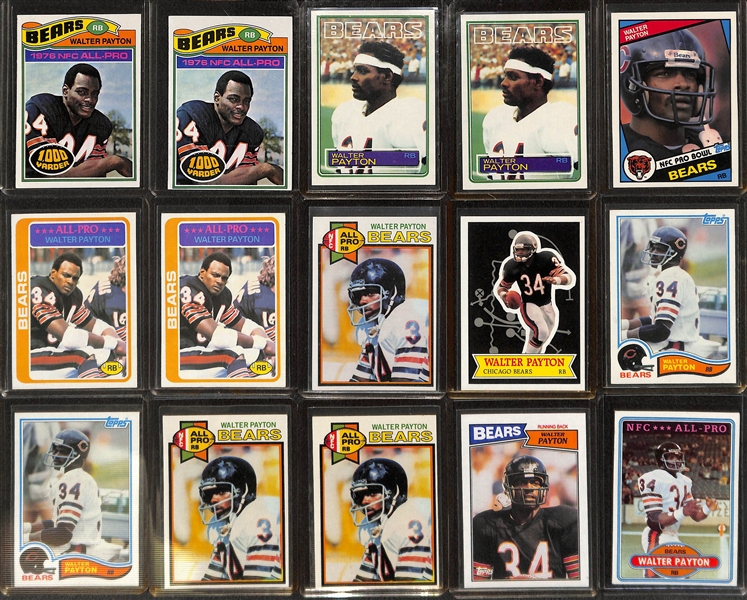 Lot of 60+ Walter Payton 1970s and 80s Football Cards