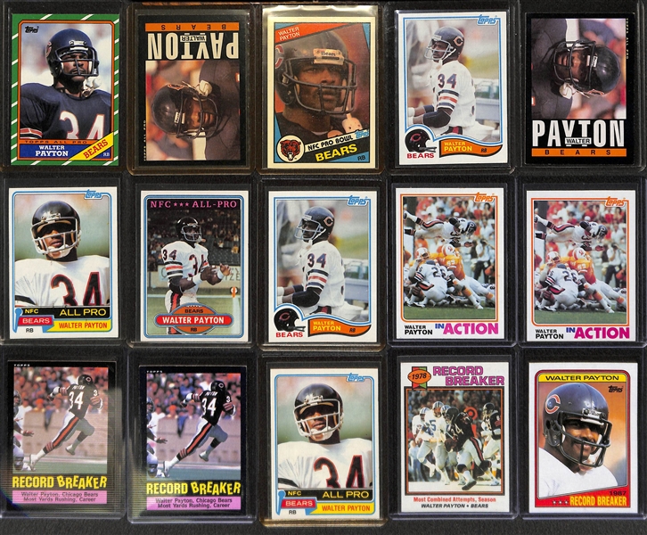 Lot of 60+ Walter Payton 1970s and 80s Football Cards