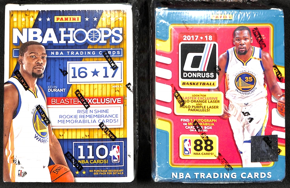 2016-17 Panini NBA Hoops Sealed Blaster Box (Simmons, Ingram Rookies) & 2017-18 Donruss Sealed Blaster Box (Tatum Rookie)