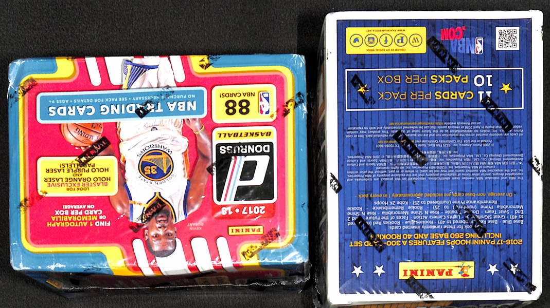 2016-17 Panini NBA Hoops Sealed Blaster Box (Simmons, Ingram Rookies) & 2017-18 Donruss Sealed Blaster Box (Tatum Rookie)