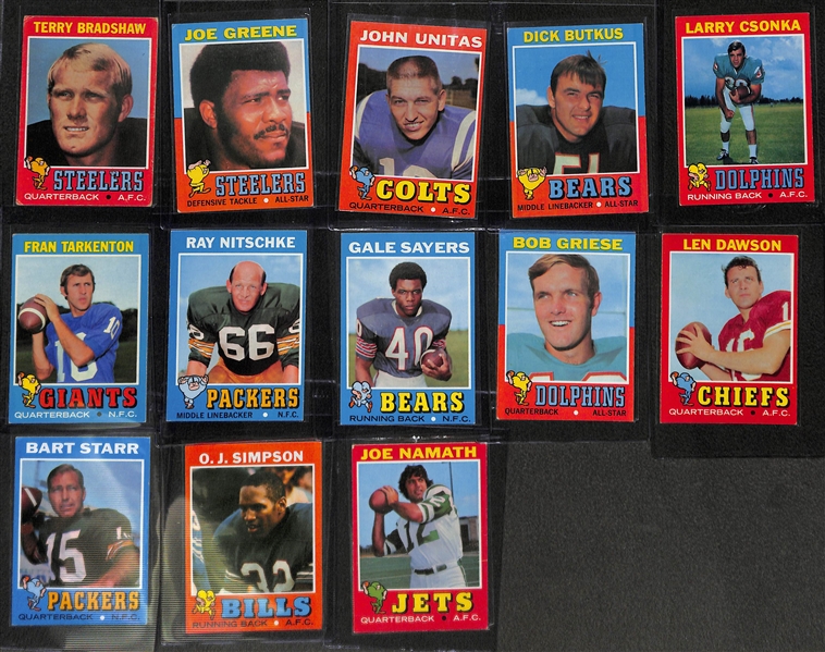 1971 Topps Football Complete Base Set Card #s 1-263 Featuring Terry Bradshaw and Joe Greene Rookies