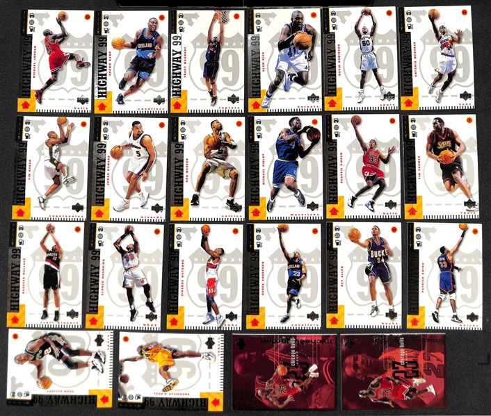 Lot of 50+ Michael Jordan 1990s Cards and Inserts Including 1999 Upper Deck Black Diamond and Highway 99 Sets and Baseball Rookie