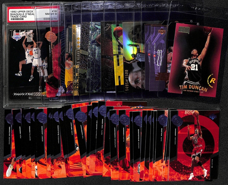Lot of 40+ 1990s Basketball Stars, Inserts and Rookies Inc Jordan, Shaq, Garnett, Duncan