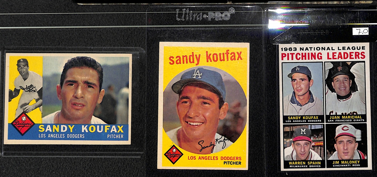 Lot of (6) Vintage 1950s/60s/70s Sandy Koufax and Ernie Banks Baseball Cards