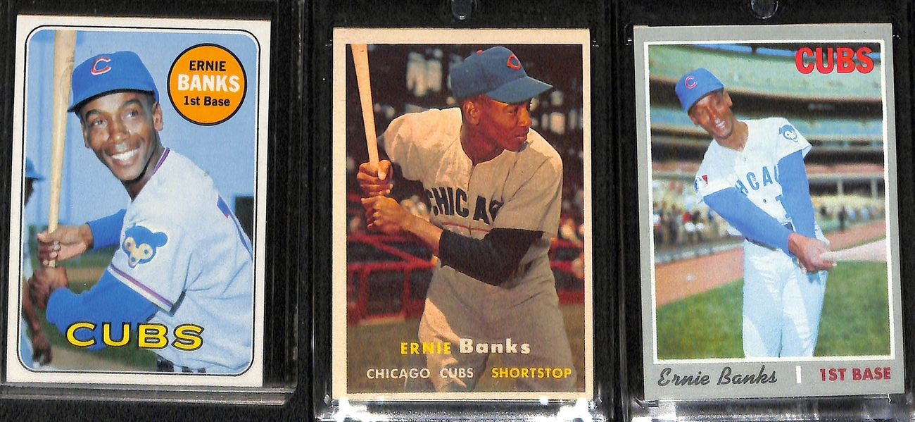 Lot of (6) Vintage 1950s/60s/70s Sandy Koufax and Ernie Banks Baseball Cards