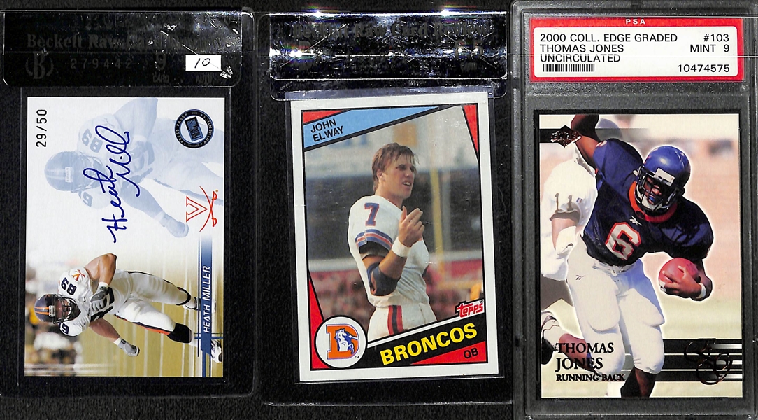 Lot of (3) Football Graded Rookies featuring John Elway Beckett Raw Card Review 8.5