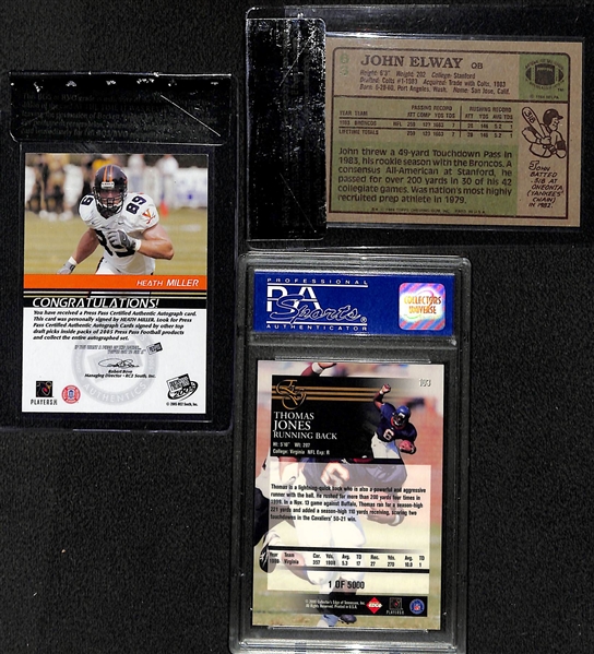 Lot of (3) Football Graded Rookies featuring John Elway Beckett Raw Card Review 8.5