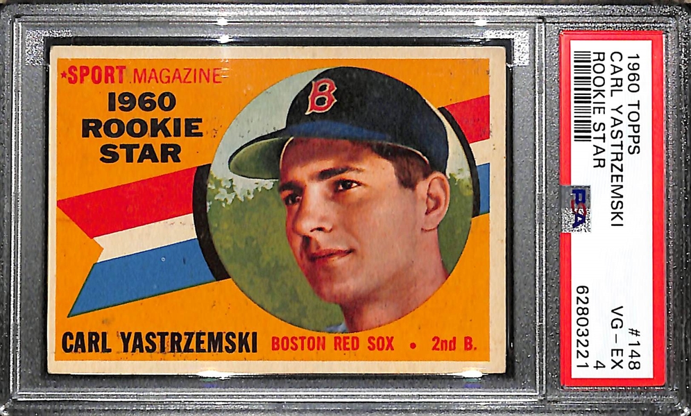 Lot of (2) 1960 Topps Carl Yastrzemski Rookie Cards #148 - Graded PSA 3 and PSA 4